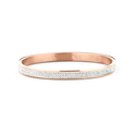 Key Moments 8KM BC0043 Steel Bangle with Crystal - Size 58x50 mm - Rose colored / White