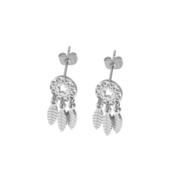 CO88 Collection Beloved 8CE 70003 Steel Ear Studs - Dreamcatcher  10 mm - Length 2.4 cm - Silver colored