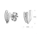TFT Ear Studs Zirconia Silver Rhodium Plated Matt Shiny 9.5 mm x 6.6 mm