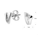 TFT Ear Studs Zirconia Silver Rhodium Plated Matt Shiny 8 mm x 7 mm