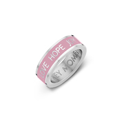 Key Moments Color 8KM R0014 56 Steel Ring with Text Love Hope Joy Ring Size 56 Silver / Pink