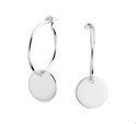 TFT Hoop Earrings Round Silver Rhodium Plated Shiny 0.8 mm x 15 mm