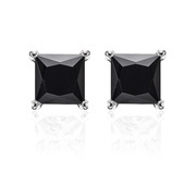 New Bling 9NB-0038 Ear studs silver with zirconia black-silver colored 8 mm