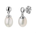 TFT Earrings Pearl White Gold Shiny 15 mm x 6.5 mm