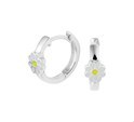 TFT Hoop Earrings With Hinge Flower Silver Rhodium Plated Shiny