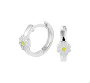 TFT Hoop Earrings With Hinge Flower Silver Rhodium Plated Shiny