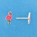 TFT Ear Studs Flamingo Silver Rhodium Plated Shiny 10 mm x 5 mm