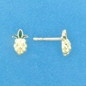 TFT Ear Studs Pineapple Silver Rhodium Plated Shiny 9 mm x 5.5 mm