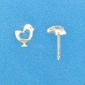 TFT Ear Studs Bird With Heart Silver Rhodium Plated Shiny 7.5 mm x 6.5 mm