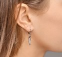 TFT Earrings Zirconia Silver Rhodium Plated Shiny 35 mm x 6 mm