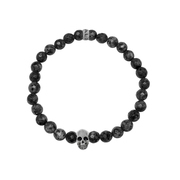 Caliber 7KB-0068L Men's bracelet with beads skull Labradorite natural stone 6 mm 20 cm black and silver colored