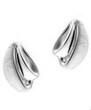 TFT Ear Studs Scratched Silver Rhodium Plated Shiny 9.5 mm x 6.5 mm