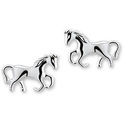 TFT Ear Studs Horse Silver Rhodium Plated Shiny 6.5 mm x 9.5 mm