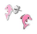 TFT Ear Studs Dolphin Silver Rhodium Plated Shiny 10 mm x 7.5 mm