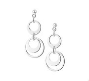 Earrings Silver Rhodium Plated Shiny 37.5 mm x 15 mm