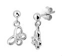 TFT Earrings Butterfly Silver Rhodium Plated Shiny 17 mm x 8 mm