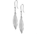 TFT Eardrops Feather Silver Rhodium Plated Shiny 41.5 mm x 10.5 mm