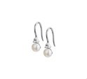TFT Drop Earrings French Hook Pearl And Zirconia Silver Rhodium Plated Shiny
