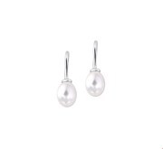 TFT Earrings French Hook Pearl Silver Rhodium Plated Shiny