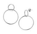 TFT Earrings Rounds Silver Rhodium Plated Shiny 39 mm x 28 mm