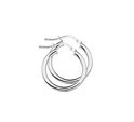 TFT Hoops Round Tube Silver Rhodium Plated Shiny 3 mm x 20 mm