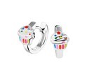 TFT Hoop Earrings With Hinge Cupcake Silver Rhodium Plated Shiny