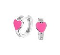 TFT Hoop Earrings With Hinge Heart Silver Rhodium Plated Shiny