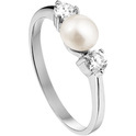 Home Collection Ring Pearl And Zirconia Silver Rhodium Plated