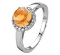 Home Collection Ring Citrine And Zirconia Silver Rhodium Plated