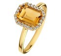 House Collection Ring Citrine And Diamond 0.10ct H SI Yellow Gold