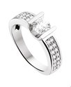House Collection Ring Zirconia 6.6 Mm Silver Rhodium Plated