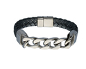 Slate 404.0370.20 Bracelet steel-leather silver-coloured-grey 20 cm