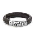 Rebel and Rose RR-L0098-S Bracelet Ltd. Big Half Round Braided Earth leather/silver 16 mm brown