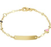 House Collection Engraving Bracelet Gold Heart Plate 4 mm 11 - 13 cm