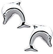TFT Ear Studs Dolphin Silver Shiny 9 mm x 8 mm