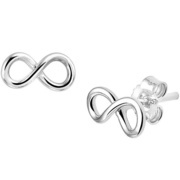 TFT Ear Studs Infinity Silver Rhodium Plated Shiny 9 mm x 4.5 mm