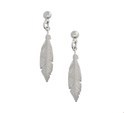 TFT Eardrops Feather Silver Rhodium Plated Shiny 28 mm x 5 mm