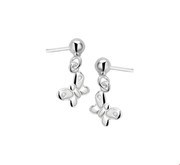 TFT Earrings Butterfly Silver Rhodium Plated Shiny 17 mm x 9 mm