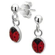 TFT Earrings Ladybug Silver Shiny 14 mm x 5 mm