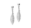 TFT Eardrops Feather Silver Rhodium Plated Shiny 28 mm x 5 mm