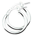 TFT Hoops Round Tube Silver Rhodium Plated Shiny 2.5 mm x 16 mm