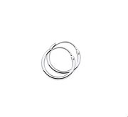 TFT Hoops Round Tube Silver Rhodium Plated Shiny 1.3 mm x 15 mm