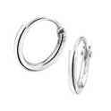 TFT Hoops Round Tube Silver Rhodium Plated Shiny 1.3 mm x 11 mm