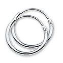 TFT Hoops Round Tube Silver Rhodium Plated Shiny 1.3 mm x 13 mm