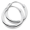TFT Hoops Round Tube Silver Rhodium Plated Shiny 2 mm x 14 mm