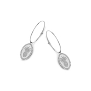 CO88 Collection Celestial 8CE 70043 Steel Earrings - Oval 25 mm - Pineapple - Silver colored