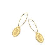 CO88 Collection Celestial 8CE 70049 Steel Earrings - Oval 25 mm - Pineapple - Gold colored