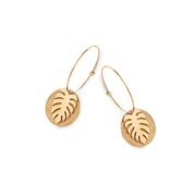CO88 Collection Sense 8CE 70083 Steel Earrings - 25 mm - Leaf - Rose gold colored