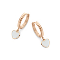 CO88 Collection Beloved 8CE 70104 Steel Earrings - Heart 8 mm - Rose Gold / White