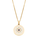 CO88 Collection Majestic 8CN 26118 Steel Necklace with Pendant - Flower - Length 40 + 5 cm - Gold / Pink / Green